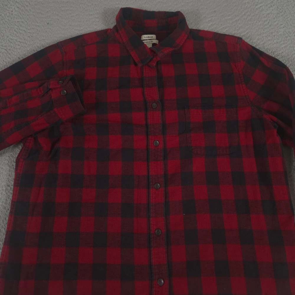 L.L. Bean Top Womens XL Petite Scotch Plaid Flannel Buffalo Check Button Up